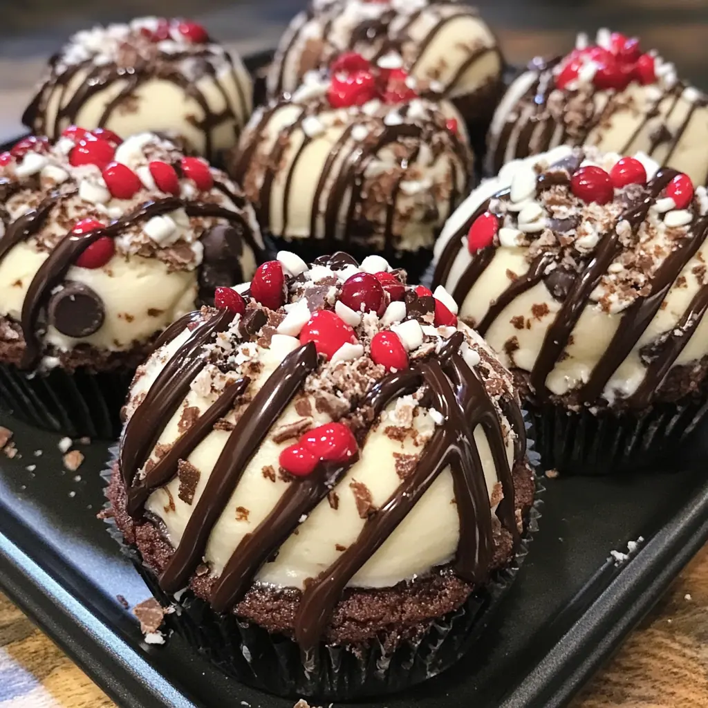 Black Forest Cookie Dough Brownie Bombs
