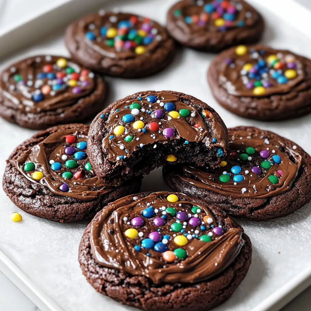Ganache-Stuffed Cosmic Brownie Cookies